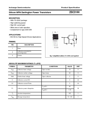2SC3144 Datasheet PDF Inchange Semiconductor