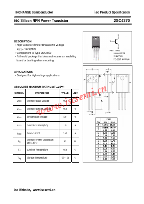 C4370 Datasheet PDF Inchange Semiconductor