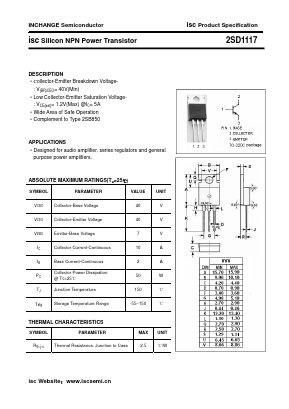 D1117 Datasheet PDF Inchange Semiconductor