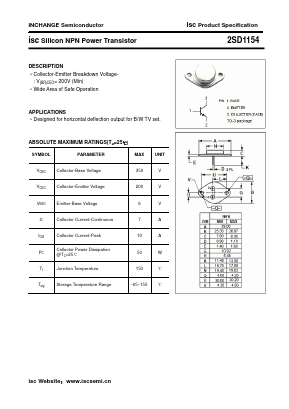 2SD1154 Datasheet PDF Inchange Semiconductor