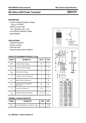 2SD1157 Datasheet PDF Inchange Semiconductor