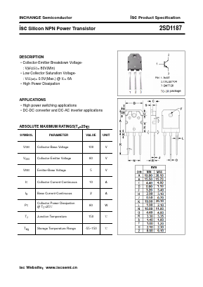 D1187 Datasheet PDF Inchange Semiconductor