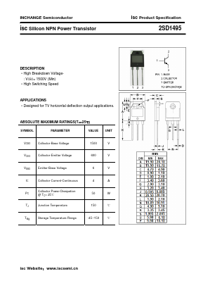 2SD1495 Datasheet PDF Inchange Semiconductor
