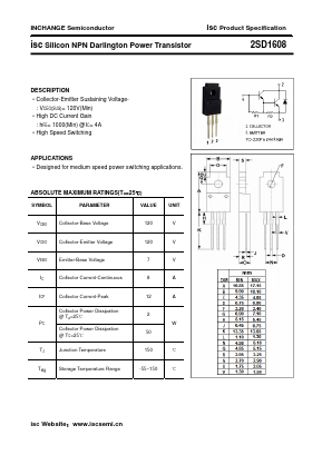 2SD1608 Datasheet PDF Inchange Semiconductor