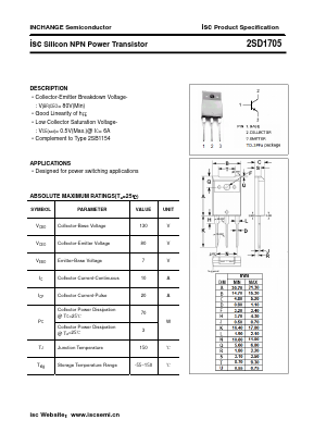 2SD1705 Datasheet PDF Inchange Semiconductor
