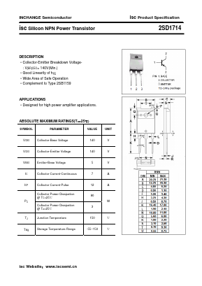 2SD1714 Datasheet PDF Inchange Semiconductor