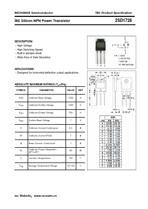 D1728 Datasheet PDF Inchange Semiconductor