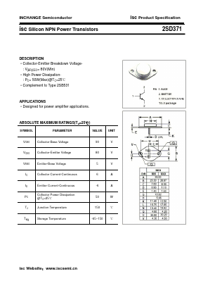 2SD371 Datasheet PDF Inchange Semiconductor