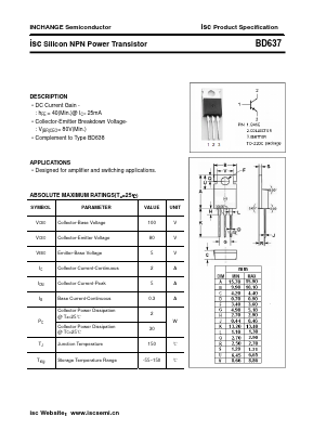 BD637 Datasheet PDF Inchange Semiconductor