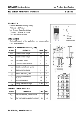 BUL416 Datasheet PDF Inchange Semiconductor