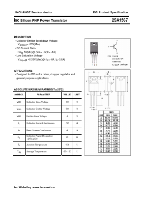 2SA1567 Datasheet PDF Inchange Semiconductor