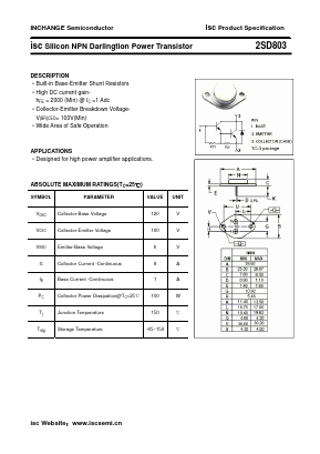 2SD803 Datasheet PDF Inchange Semiconductor