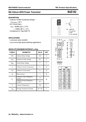 MJE182 Datasheet PDF Inchange Semiconductor