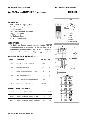 IRF630A Datasheet PDF Inchange Semiconductor