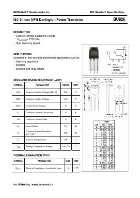 BU826 Datasheet PDF Inchange Semiconductor