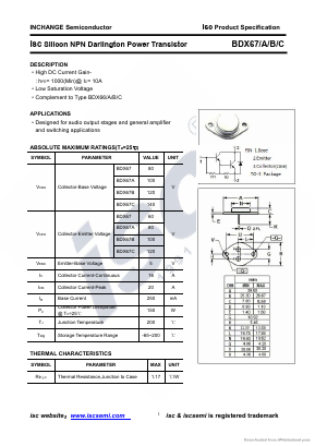 BDX67C Datasheet PDF Inchange Semiconductor