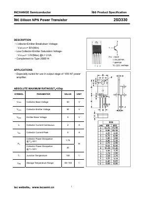 2SD330 Datasheet PDF Inchange Semiconductor