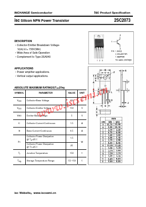 C2073 Datasheet PDF Inchange Semiconductor