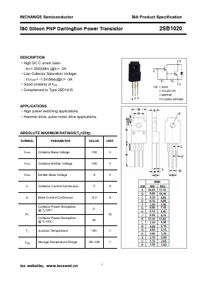 B1020 Datasheet PDF Inchange Semiconductor