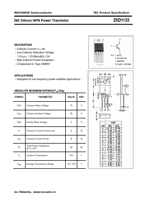 D1133 Datasheet PDF Inchange Semiconductor