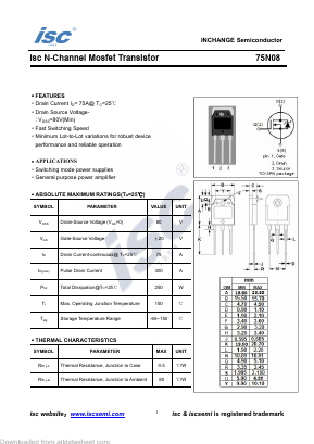 75N08 Datasheet PDF Inchange Semiconductor