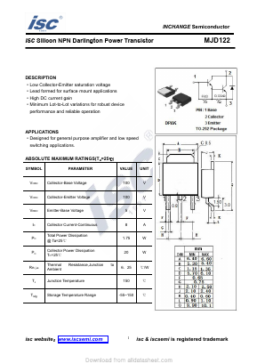 MJD122 Datasheet PDF Inchange Semiconductor