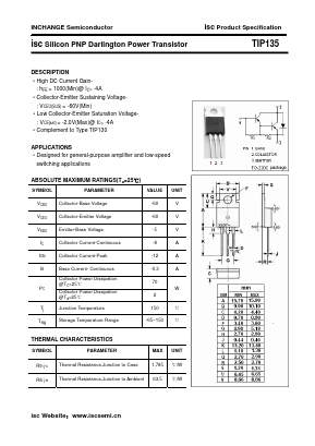 TIP135 Datasheet PDF Inchange Semiconductor