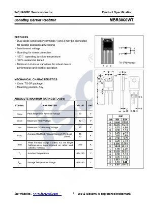 MBR3060WT Datasheet PDF Inchange Semiconductor