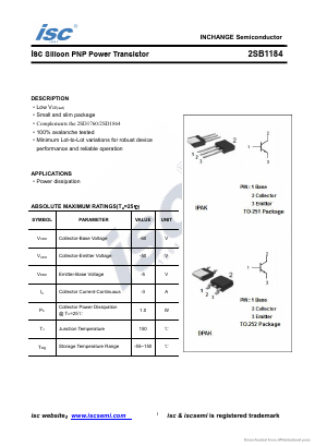 B1184 Datasheet PDF Inchange Semiconductor