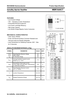 MBR1640CT Datasheet PDF Inchange Semiconductor