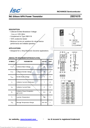 2SD1619 Datasheet PDF Inchange Semiconductor