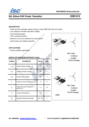 2SB1412 Datasheet PDF Inchange Semiconductor