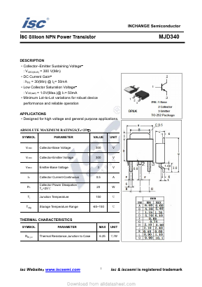 MJD340 Datasheet PDF Inchange Semiconductor