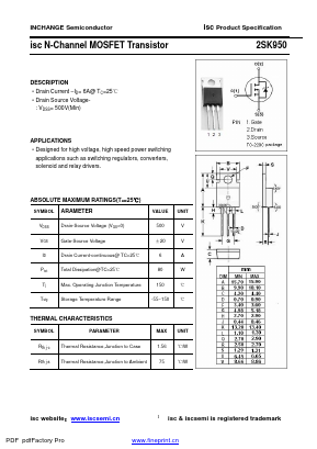 2SK950 Datasheet PDF Inchange Semiconductor