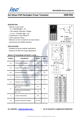2SB1502 Datasheet PDF Inchange Semiconductor