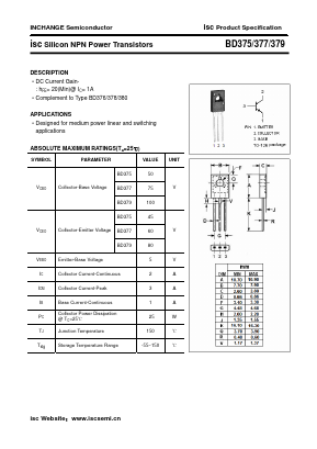 BD377 Datasheet PDF Inchange Semiconductor