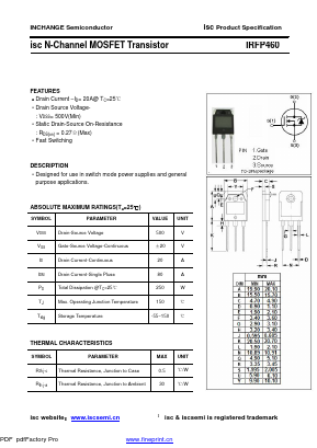 IRFP460 Datasheet PDF Inchange Semiconductor