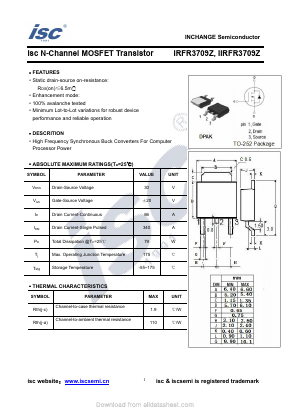 IRFR3709Z Datasheet PDF Inchange Semiconductor