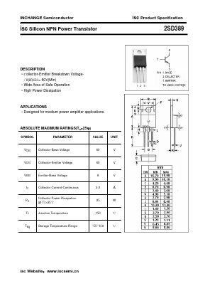 2SD389 Datasheet PDF Inchange Semiconductor