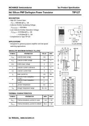 TIP127 Datasheet PDF Inchange Semiconductor