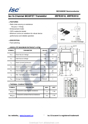 IIRFR3910 Datasheet PDF Inchange Semiconductor