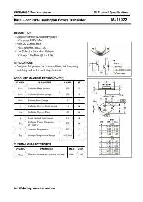 MJ11022 Datasheet PDF Inchange Semiconductor