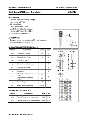 MJE243 Datasheet PDF Inchange Semiconductor