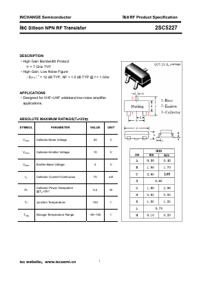 2SC5227 Datasheet PDF Inchange Semiconductor