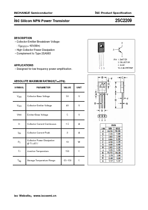 2SC2209 Datasheet PDF Inchange Semiconductor