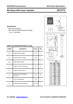 2SC3714 Datasheet PDF Inchange Semiconductor