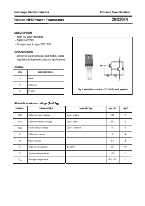 2SD2014 Datasheet PDF Inchange Semiconductor