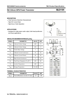 MJ21194 Datasheet PDF Inchange Semiconductor