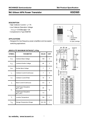 KSD569 Datasheet PDF Inchange Semiconductor