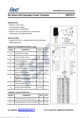 BDT61F Datasheet PDF Inchange Semiconductor